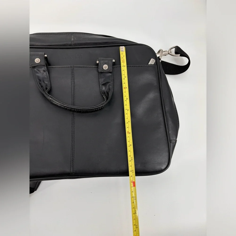 KENNETH COLE REACTION Black Leather Men's Laptop Bag Briefcase